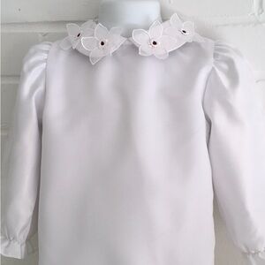 Girl Toddler Vintage White Collared Dress Festive Blouse Size 24 Months